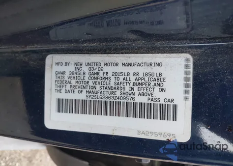 2003 Pontiac Vibe from USA, damaged, VIN 5Y2SL62863Z409576